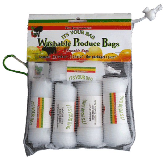 "It's Your Bag" Washable Produce Bag Set with carabiner